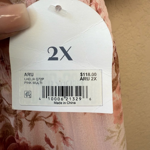 Arula women’s pink Floral Print Maxi Dress with Puff Sleeves- NWT Size 2X - Picture 4 of 10
